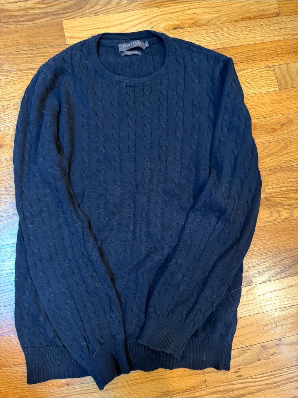 Paul James Men's Navy Cable-Textured Crewneck Sweater